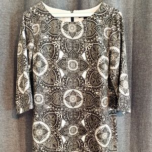 Black and white shift dress